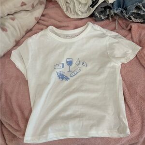White Kids T-Shirt with Blue Graphic